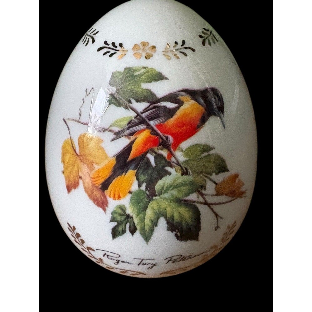 Roger Tory Peterson Porcelain Songbird Egg Baltimore Oriole Danbury Mint - Picture 3 of 9